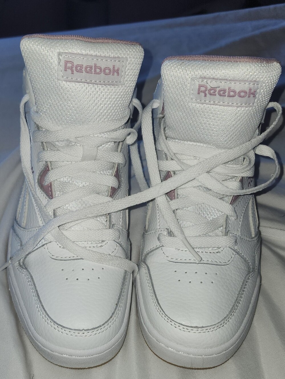 Reebok Women High-Top Sneakers - White with Pink Accents
